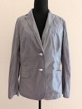 Banana Republic Navy White Pinstripe Shirt Jacket | 100% Cotton Lightweight